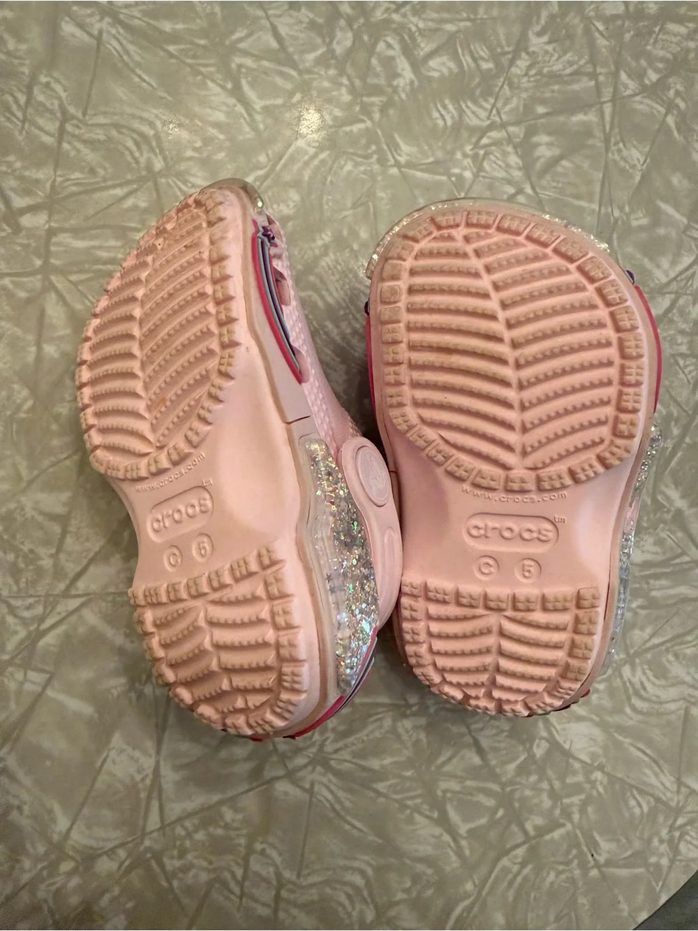 CROCS “Little Kid” Light Pink with Sparkles and Stars